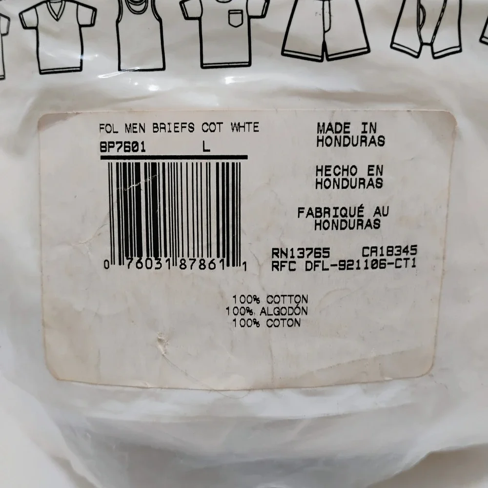Men's Vintage 2005 Fruit of the Loom Briefs 8 Bonus Pack Large 38-40, Brand New